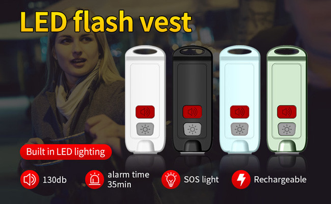 Цепь личного сигнала тревоги самозащитой 130dB ключевая с электрофонарем СИД