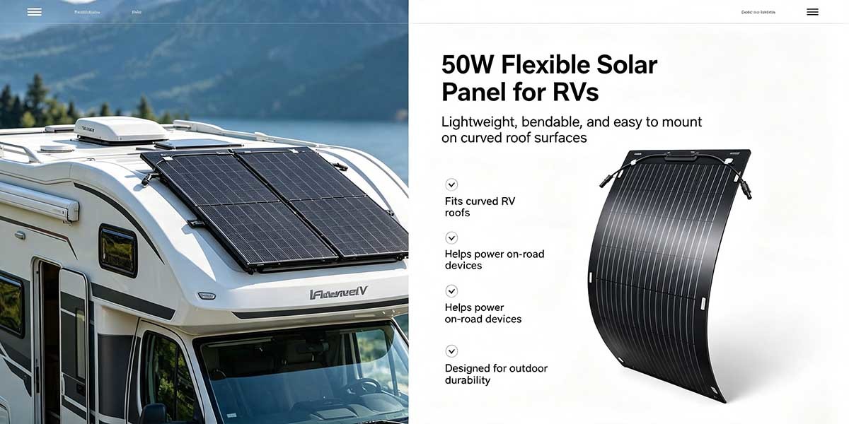 50W 360‑Degree Bendable Solar Panel, Foldable Carbon‑Fiber Solar Power Kit for RV, Yacht, Balcony & Camping