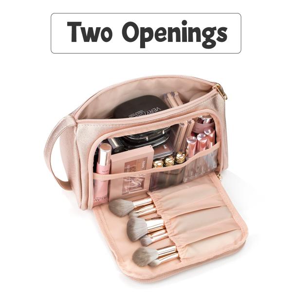 Bolso portátil de maquillaje de toallas de cuero rosa dorado PU bolso de viaje a medida a prueba de agua