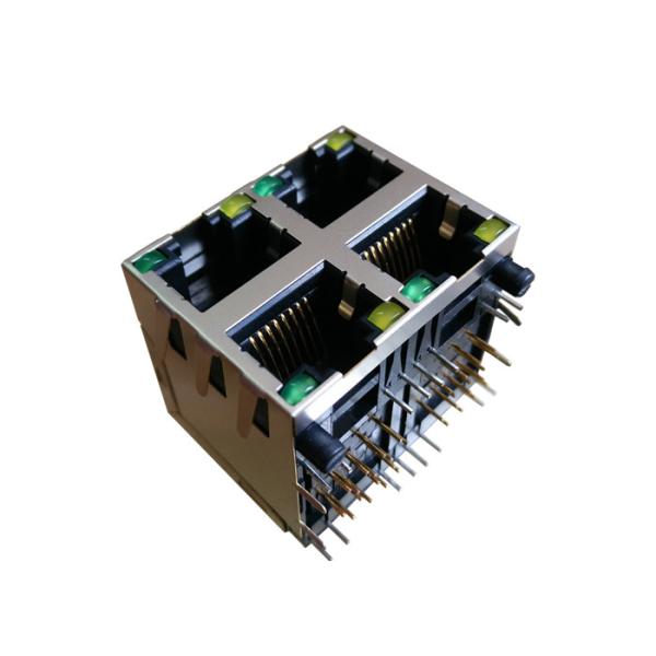 2 x 2 разъем POE RJ45 порта/RJ45 модульный Jack, прямоугольный