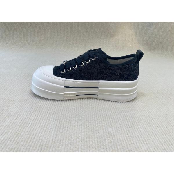 Comfort Casual Women'S Lace Up Platform Shoes With Sequins black