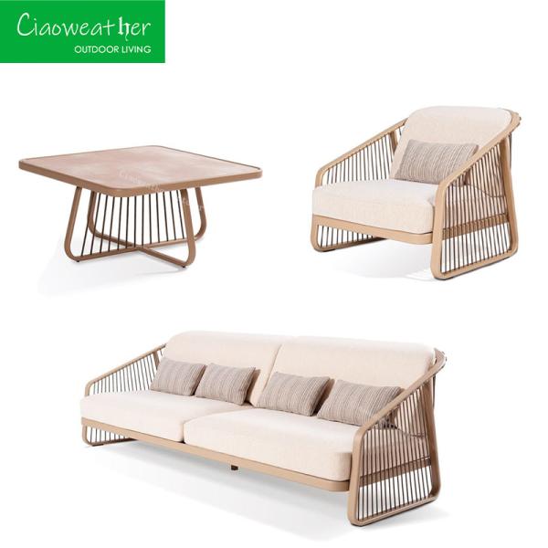 Outdoor Garden Patio Furniture Dining Room Rattan Sectionals Seater Sofas Set Modern Design and Water-Resistant Cushions