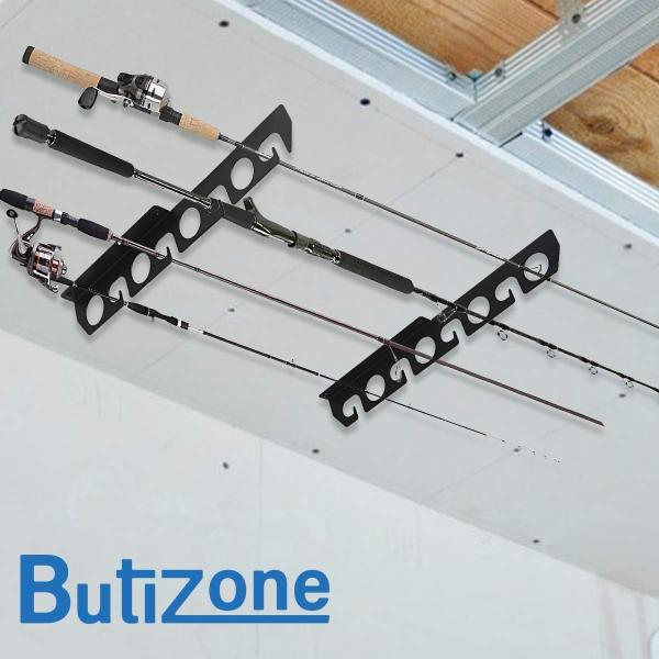 Wall and Ceiling Rod Fishing Pole Storage Rack for Garage Storage Bracket Wall Mount