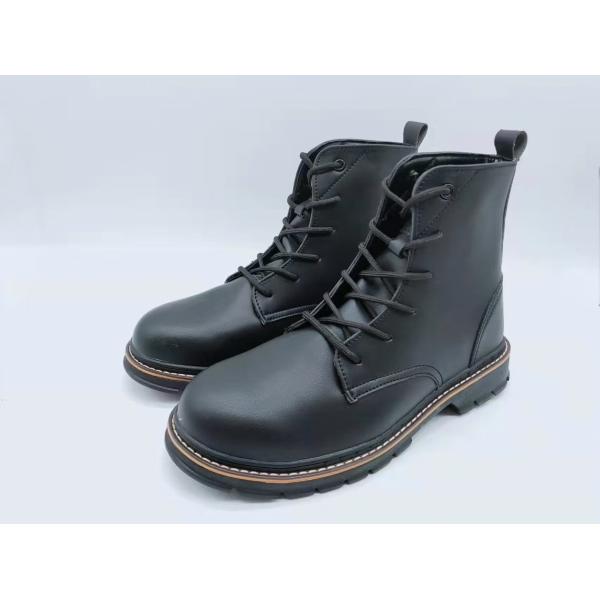 Mens High Top Work Boots Black Fashionable Leather Boots Slip Resistant