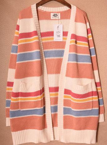 Girls Striped Sweater Cardigans Fashion And Casual cheap price two color autumn