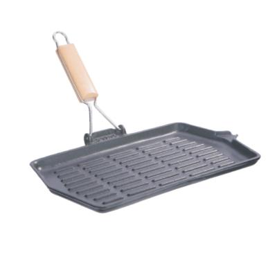 13.8inch Cast Iron Grill Griddle Non Stick Grill Pan For Camping