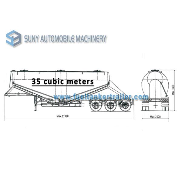 V shape 3 Axles 35m3 Dry Bulk Tank Trailer Cement Semi Trailer For Transportation