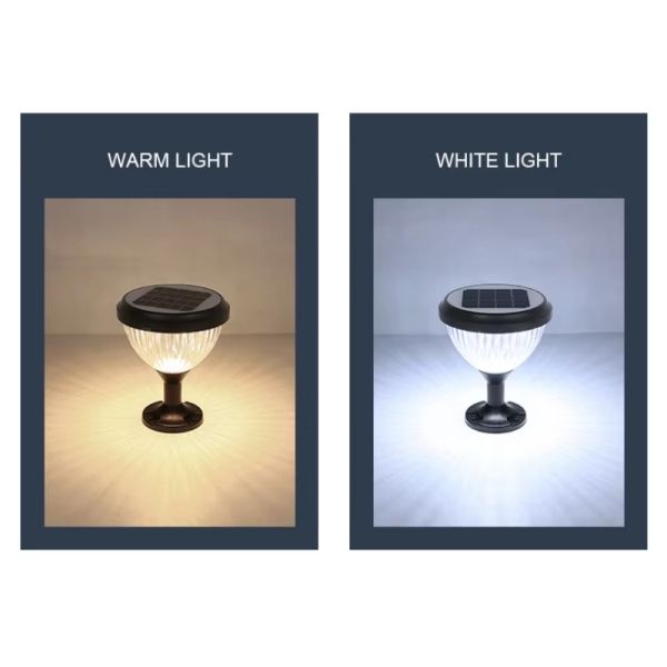 LED Solar Pillar Light With Durable Aluminum Shell Warm White Light For Outdoor Yard Columns