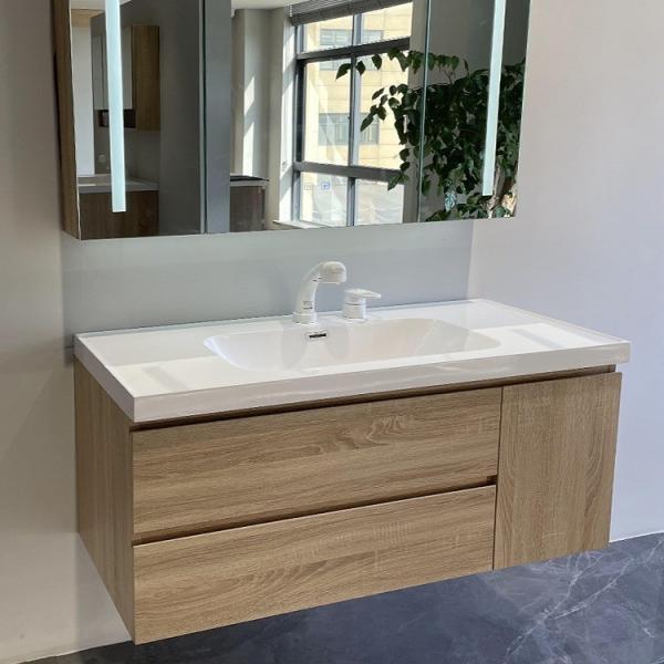 Modern Aluminum Alloy Wall Mounted Bathroom Vanity Cabinet with Ceramic Basin and Waterproof LED Lacquer Finish