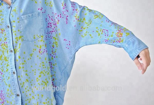 Women Plus Size Denim Blouses And Tops With Long Sleeves OEM Service