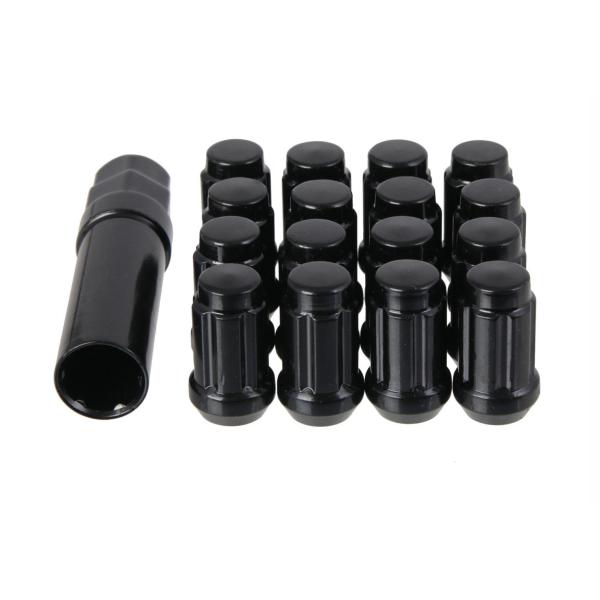 Black Long Spline Atv Lug Nuts 19 Mm Hex Heat Treated Cold Forged Steel