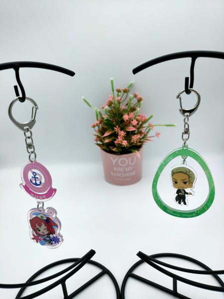 Glistening Beauty Acrylic Sheet Keychain With Glitter Logo Engraving