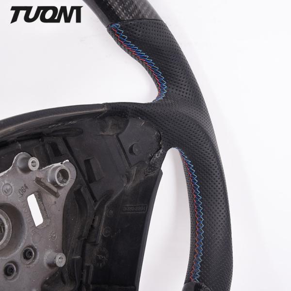 Black Round Carbon Fiber Bmw Sports Steering Wheel Plain Weave ODM