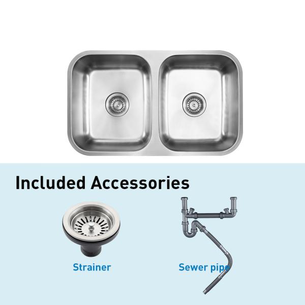 Rectangular 304 Stainless Steel Kitchen Sink Double Bowl For Garages Outdoors ODM