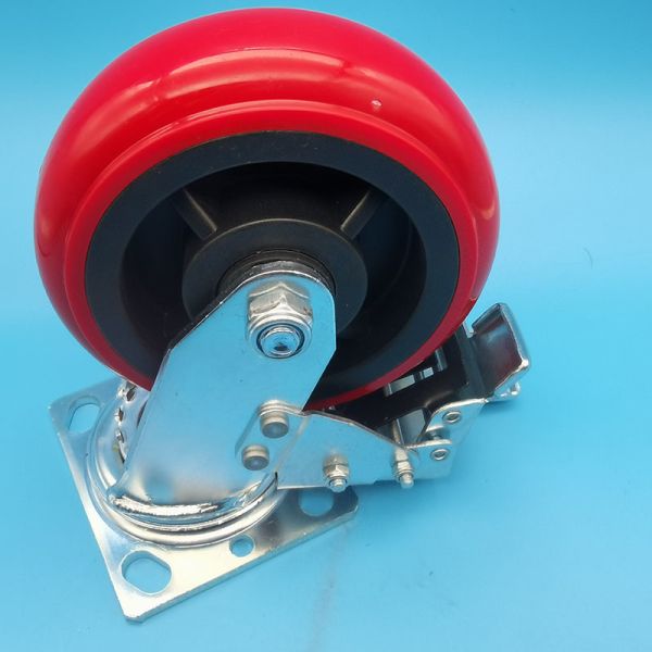Heavy Duty Castor Industrial Wheel Casters PP Singel Wheels 4side Brake Fixed Swivel  Brake Singel Wheel For Shopping Carts  Retail Stores