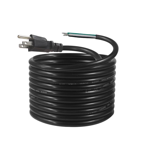 NEMA 5-15P Power Cord with Tinned Stripped Wire End 3-Conductor