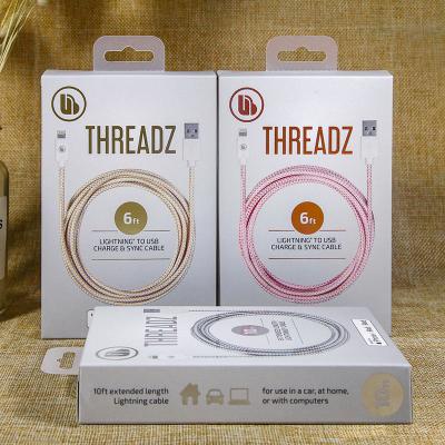 Os dados móveis impressos da SINCRONIZAÇÃO do papel APET USB cabografam o projeto de empacotamento da caixa