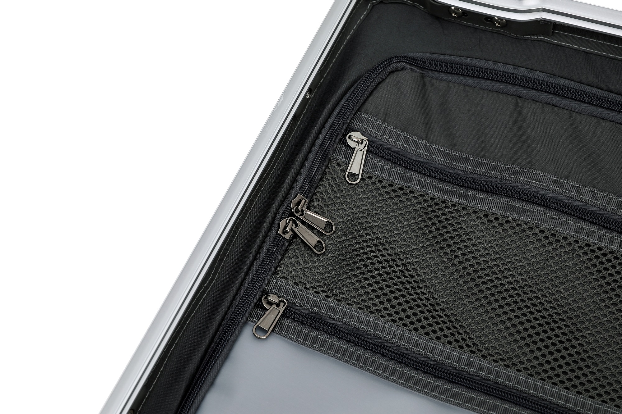 Luxury Aluminum Frame Suitcase Front Opening Zipper Travel Sentry Luggage