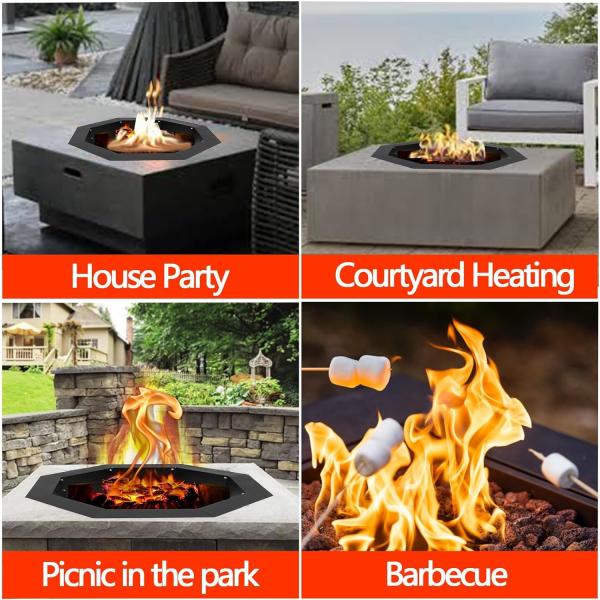 Heavy Duty Steel DIY Campfire Fire Pit Insert Ring Liner Octagon 38 Outer 30 Inner for Outdoor Patio Backyard Wit