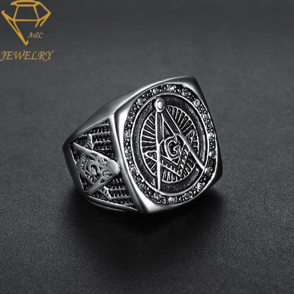 Stainless Steel Embassed Masonic Signet Rings
