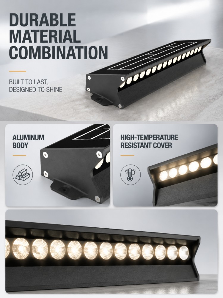 5W Solar Powered Wall Washer Lights IP65 Waterproof LED Facade Lighting For Building Walls