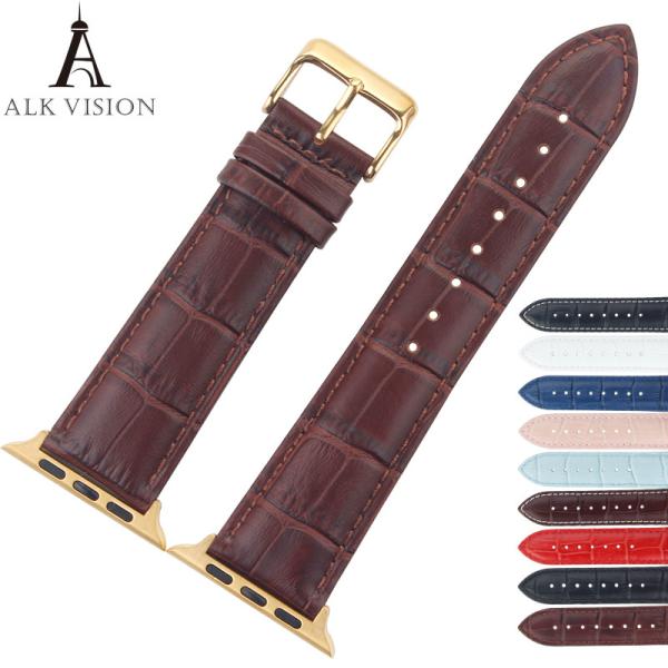 ALK Band for Apple Watch Series 4strap 38 40 42 44mm Watchbands Belt Watch Accessory Bracelet for Iwatch  Genuine Leathe