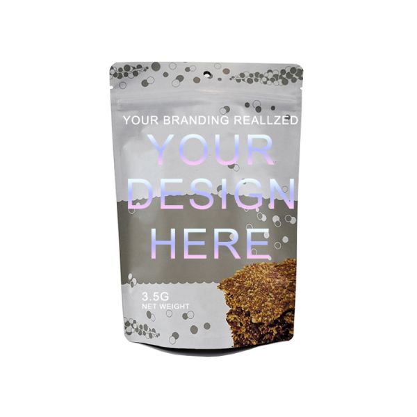 Custom 3.5g Food Grade Durable Multi-Layer Design Stand Pouch Waterproof Resealable Mylar Bags for Flaxseed Crackers Milk Jelly