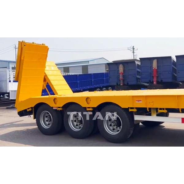 Factory Price TITAN 3 Axle Semi Lowbed Trailer Hydarulic Folding Ramp Low bed Truck Trailer for Sale