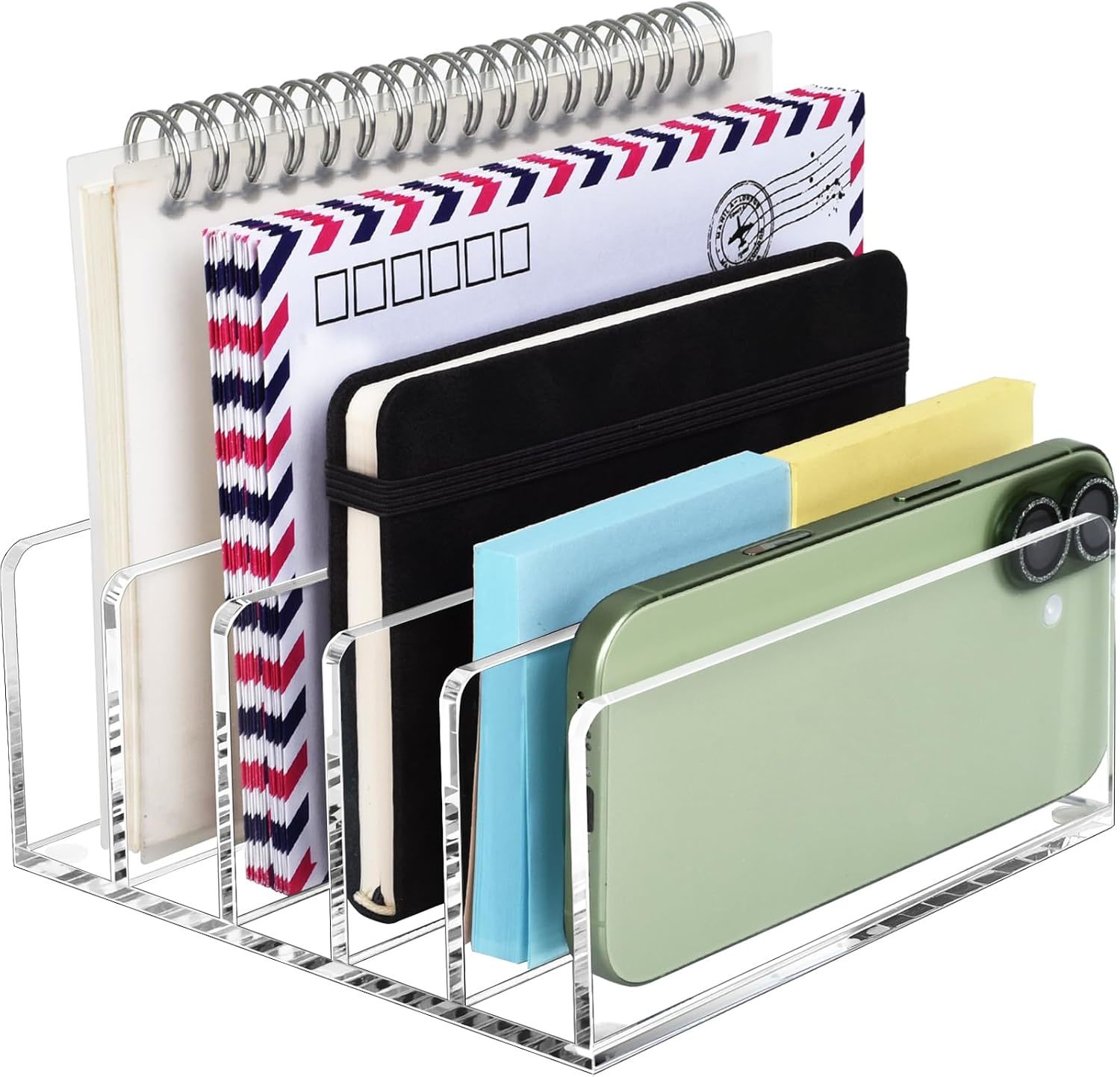 Tabletop Mount 5 Compartments Custom Acrylic Holders Multifunction Desk Organizer