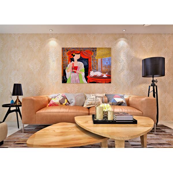 Leaf Pattern European Style Wallpaper For Living Room , Non Woven Wallcovering