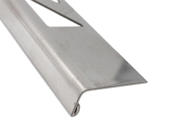 Straight Edge Stainless Steel Tile Trim 10*2500mm 8k Mirror Finish Triangle Puching Hole
