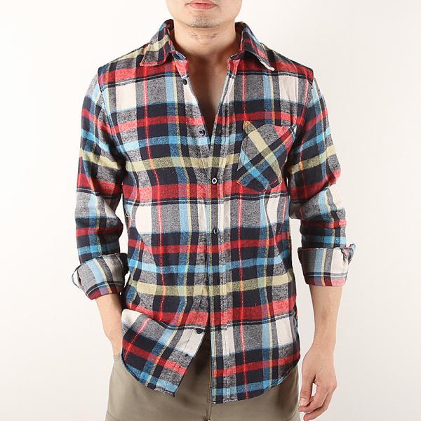 7 Colors Cotton Long Sleeve Mens Casual Plaid Shirts