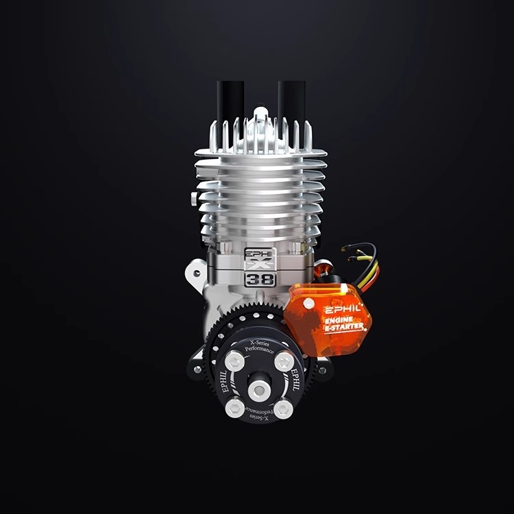 X-38Cc-R Pro Model Single Cylinder Two-Stroke Aircraft Engine Gasoline with Electric Start Rear Fixed Wing-Metal Material