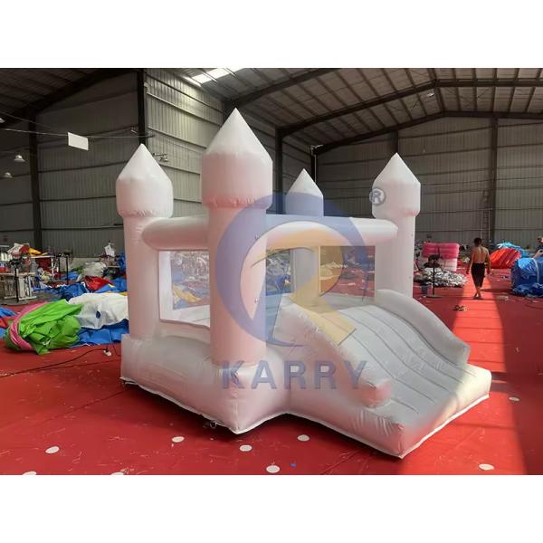 EN71/CE Certified White Commercial Inflatable Bouncy Castle with Slide and Ball Pool