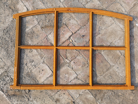 Stained Glass Antique Iron Window Arched Gothic Style H59xW88CM