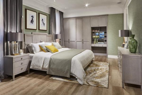 Modern American style Design Bedroom furniture set by Leather upholstered headboard bed made China RIGHTHOME factory