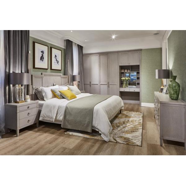 Modern American style Design Bedroom furniture set by Leather upholstered headboard bed made China RIGHTHOME factory