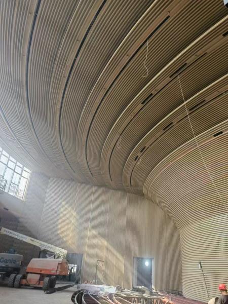 Conference Hall Entrance Lobby Column Bronze Gold Powder Coating Aluminum Circle Board