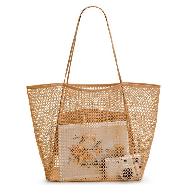Reusable Mesh Beach Bag Custom Large Capacity Shoulder Bag for Women's Outdoor Travel