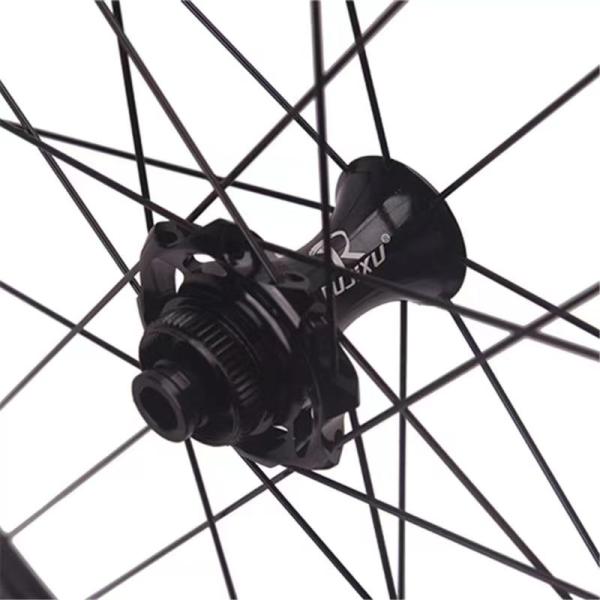 700C Road Disc Brake Carbon Fiber Bicycle Wheel Set 45mm/50mm Center Lock Titanium 24H by RUJIXU