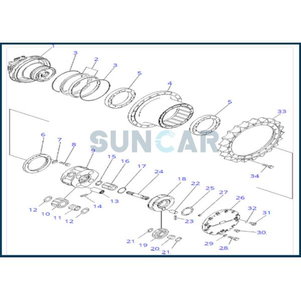 Набор уплотнения мотора перемещения для экскаваторов KOMATSU PC210 Assy мотора 708-8F-00210