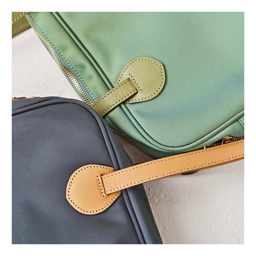 Green PU Shoulder Bag 35cm 21cm Nylon Tote Bag With Zipper