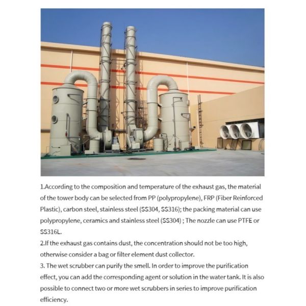 Industrial Wet Scrubber Tower SO2 CO2 NH3  Waste Gas Purifier Equipment Treatment
