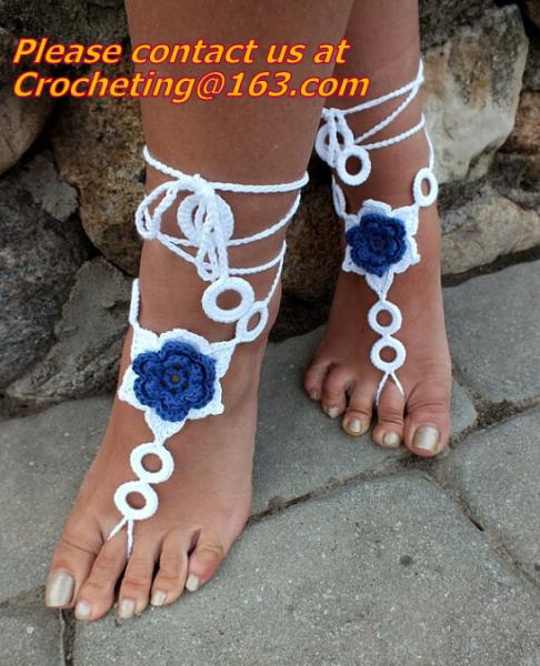 Crochet Barefoot Sandals, Nude shoes, Foot Jewelry, Beach Wedding, Sexy Anklet , Bellydance,Beach Footwear