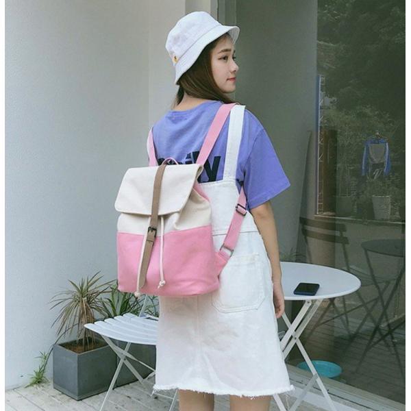 Female Korean high school students backpack academic style small fresh contrasting canvas backpack