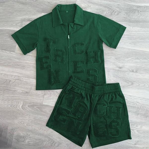 2024 Summer Men's Breathable Two Piece Tracksuit with Digital Printing and Solid Color