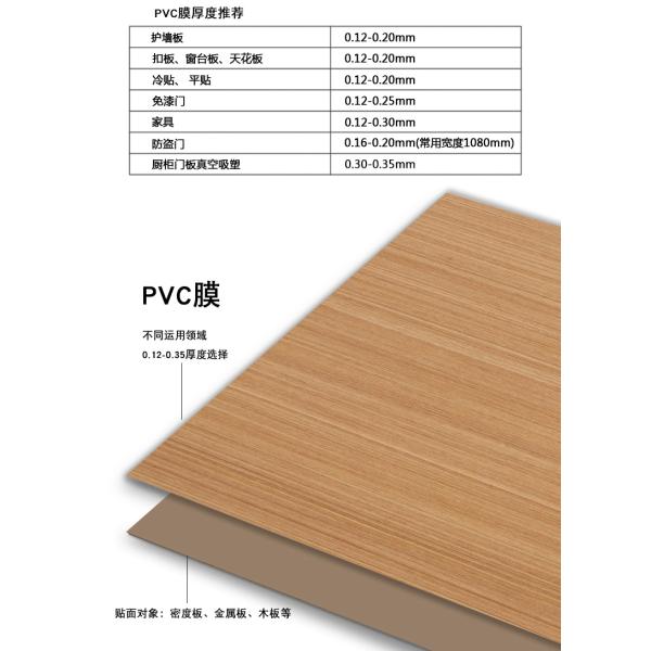 Film en PVC à grains de bois brillants d'épaisseur de 0,14 mm à 0,16 mm