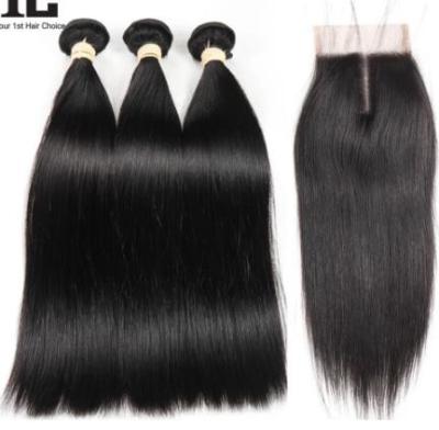 St 11A 1B Natural Human Hair Bundles With Closure Remy Straight Hair Bundles