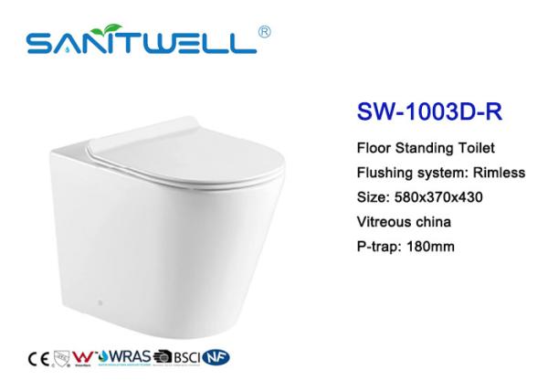 Bathroom Floor Free Standing Toilet Smooth Sewage For Hotel / Home Easy To Clean