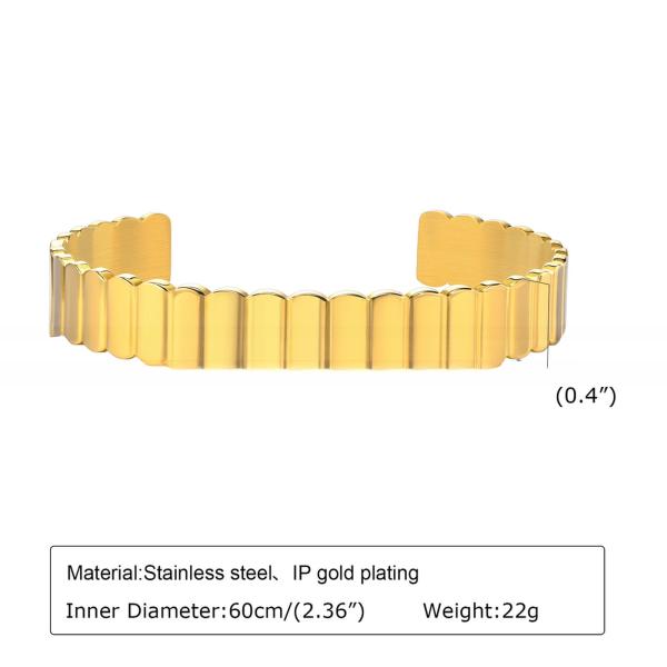 Brazalete de brazalete de acero inoxidable abierto y ajustable estilo de banda vertical para hombres mujeres